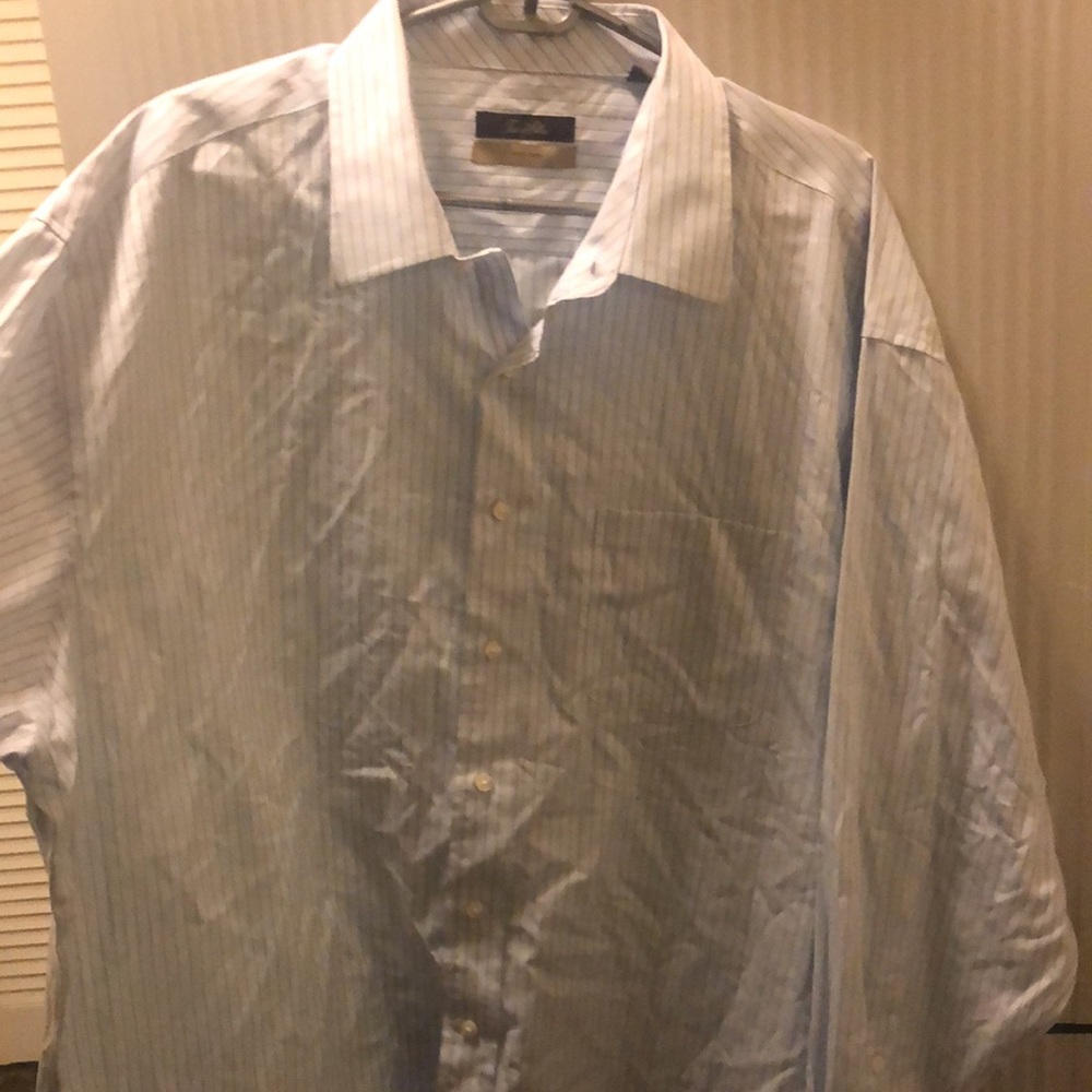Tasso Elba Button Up Dress Shirt Size 2XL XXL 18-18 1/2 Long Sleeve Brown Blue